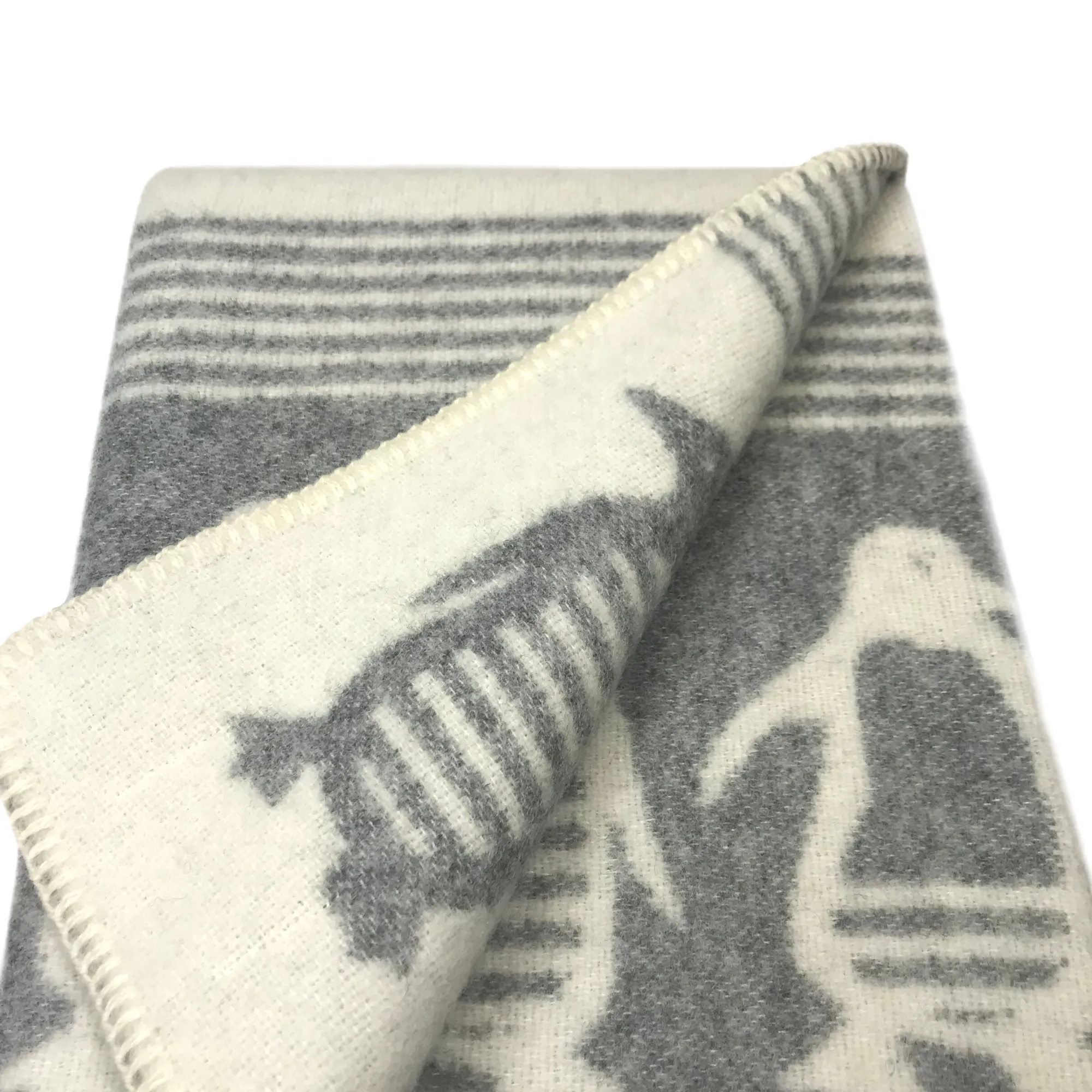 Penguin Midi Wool Blanket Sb160008 Jj Textile Folded Penguin Midi Wool Blanket Sb160008 Jj Textile Folded