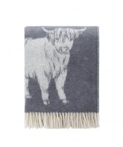 Grey Highland Cow Throw Folded - JJ Textile