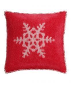 Red Snowflake Cushion Cover Front - JJ Textile