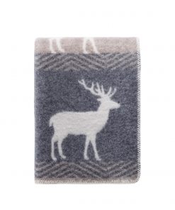 Grey And Brown Deer Blanket Folded - JJ Textile