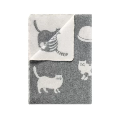 Grey Cat Midi Wool Blanket Sb200018 Jj Textile