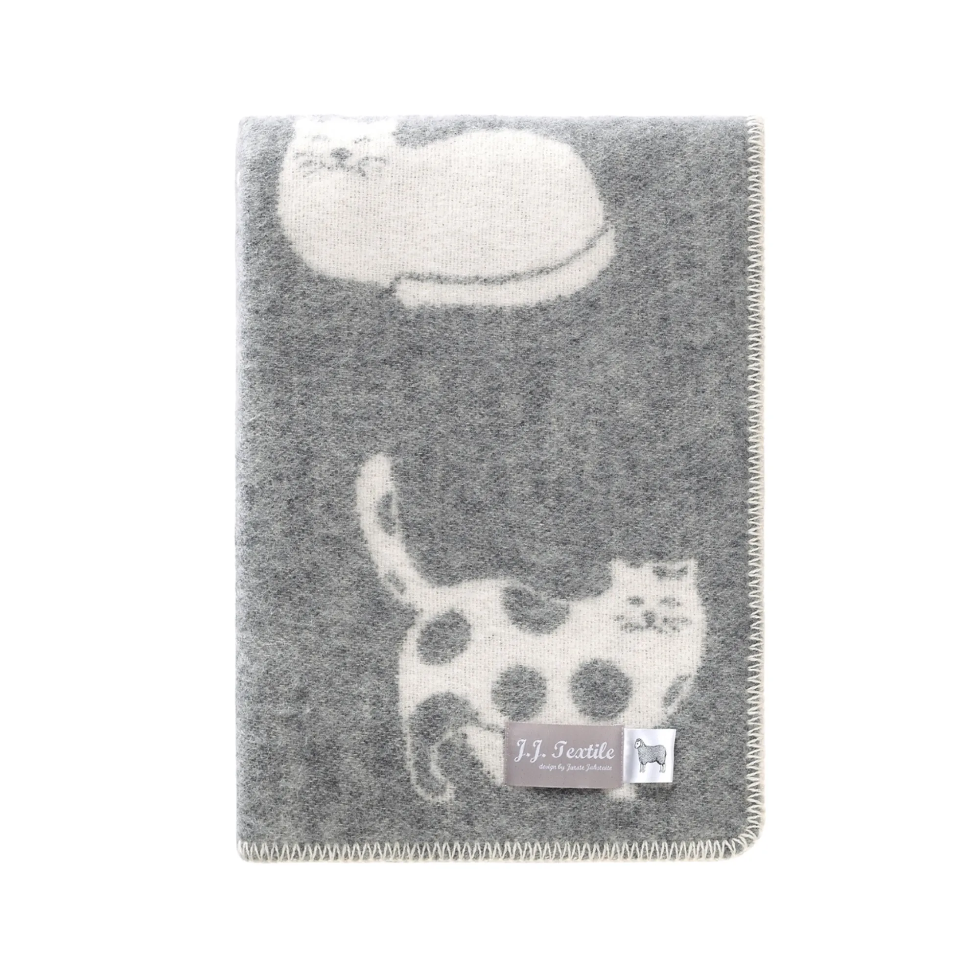 Grey Cat Midi Wool Blanket Sb200018 Jj Textile Folded Grey Cat Midi Wool Blanket Sb200018 Jj Textile Folded