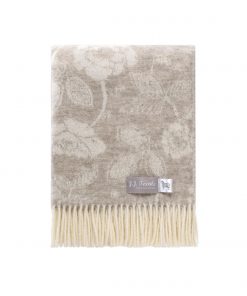 Soft Brown Flower Wool Throw Folded - JJ Textile