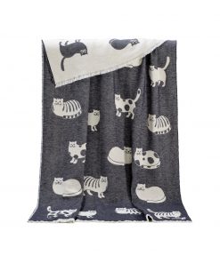 Dark Grey Cat Cotton Blanket Jj Textile