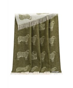 Mossy Green Sheep Wool Throw Jj Textile