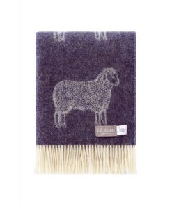 Violet Aubergine Sheep Wool Throw Folded Jj Textile