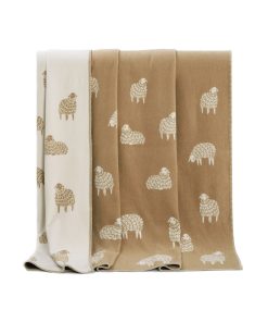 Brown Mima Sheep Recycled Cotton Blanket Front JJ Textile