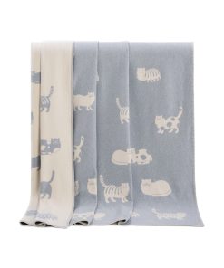 Cat Recycled Cotton Blanket Front Jj Textile