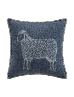 Dot Sheep Denim Blue Cushion Cover Front - JJ Textile