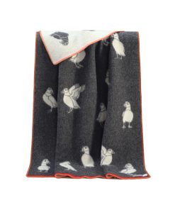 Soft Black/Red Puffins Blanket - JJ Textile