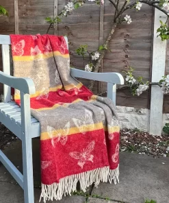 Butterfly Stripe Wool Throw Thl240010 Detail