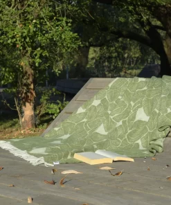Green Leaves Wool Throw Thl240006 Jj Textile Detail