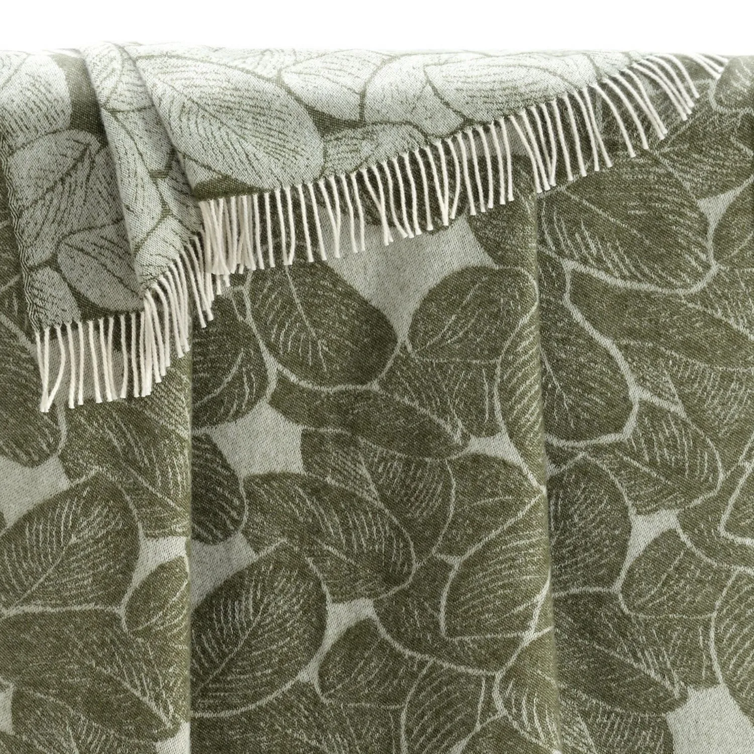 Green Leaves Wool Throw Thl240006 Jj Textile Edge Green Leaves Wool Throw Thl240006 Jj Textile Edge