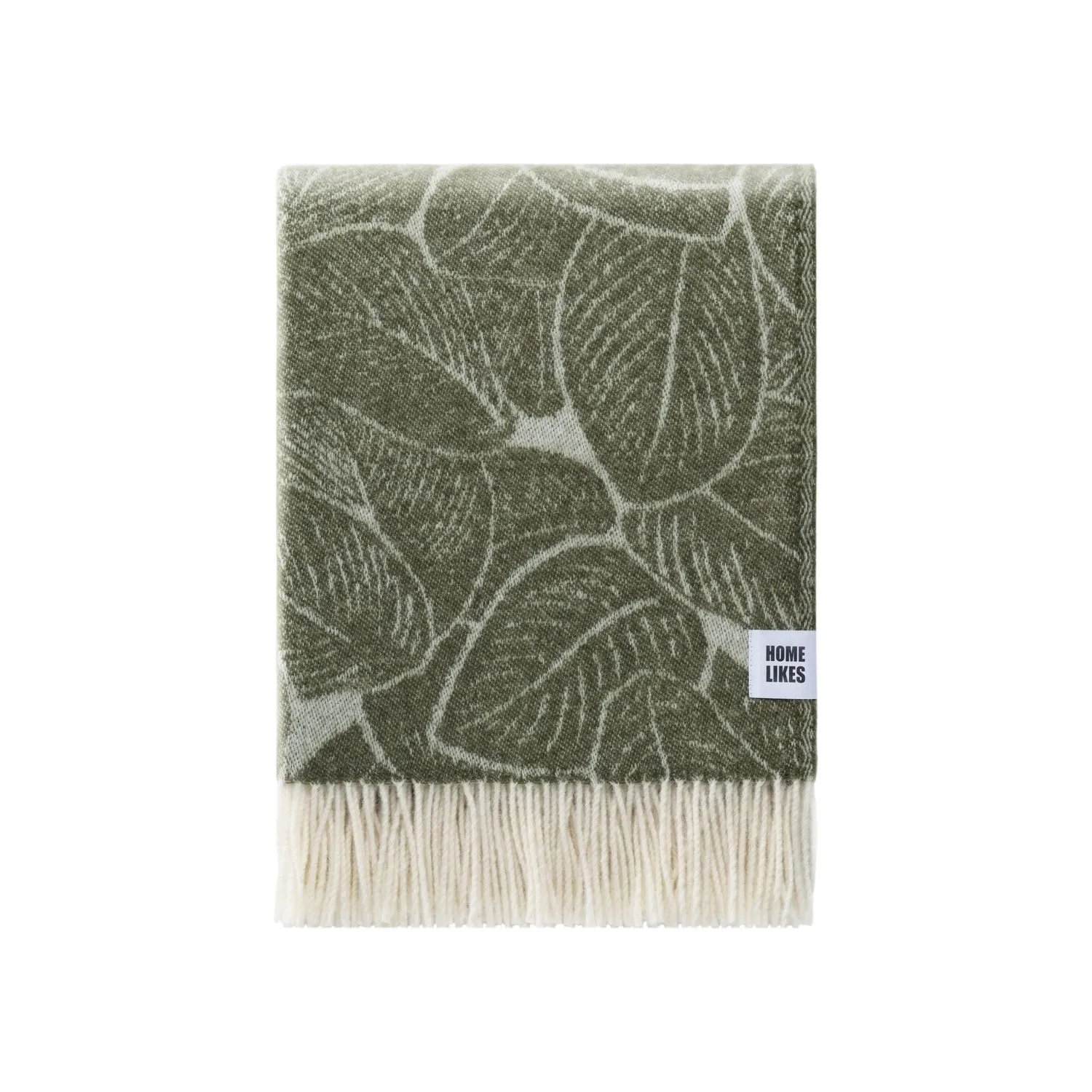 Green Leaves Wool Throw Thl240006 Jj Textile Folded Green Leaves Wool Throw Thl240006 Jj Textile Folded