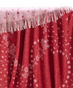 Red Hearts Wool Throw Thl240016 Jj Textile Edge