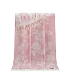 Pink Rose Merino Wool Throw Tm250002 Jj Textile