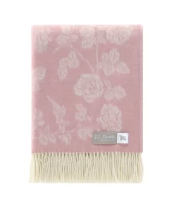 Pink Rose Merino Wool Throw Tm250002 Jj Textile Folded