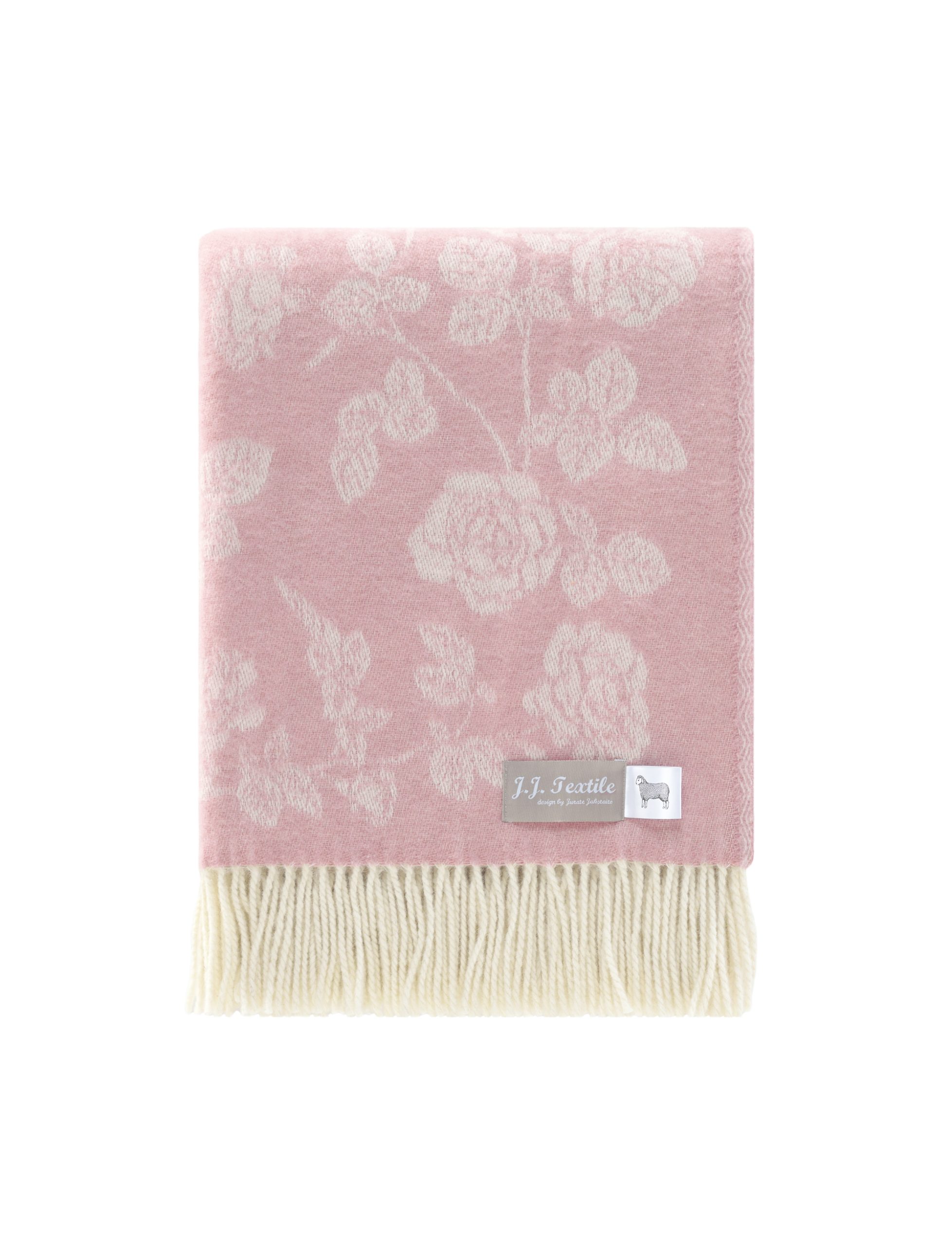 Pink My Roses Merino Wool Throw - JJ Textile