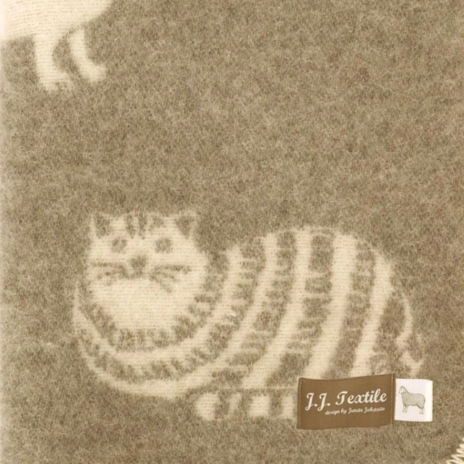 Brown Cat Wool Blanket B260058 Jj Textile Detail Brown Cat Wool Blanket B260058 Jj Textile Detail