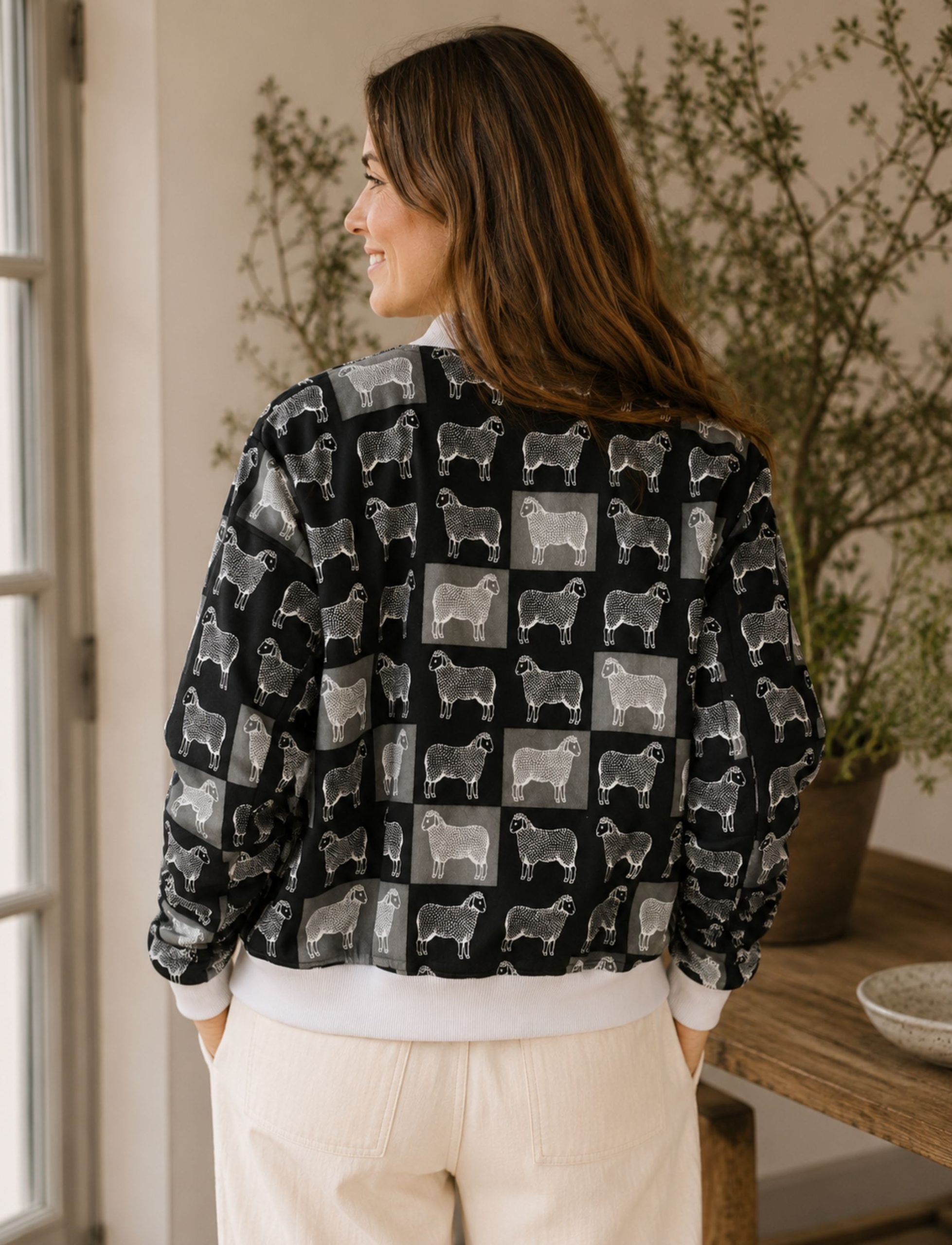 Sheep Denim Bomber Jacket - Back Sheep Denim Bomber Jacket - Back